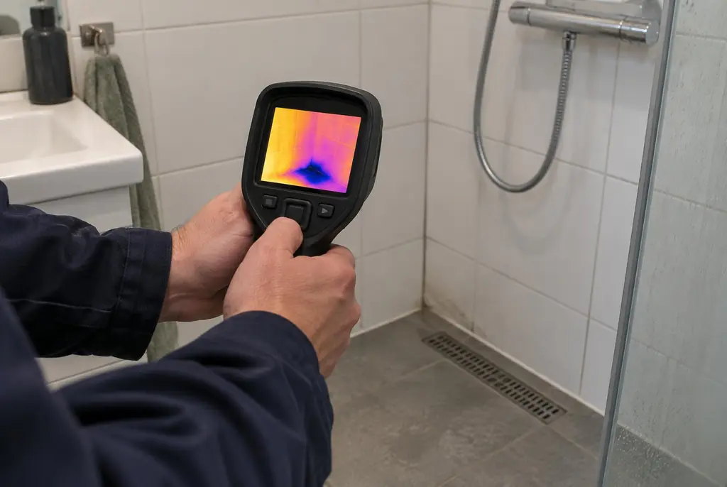 Lekdetectie Linschoten – lekdetectiespecialist met warmtebeeldcamera in een badkamer