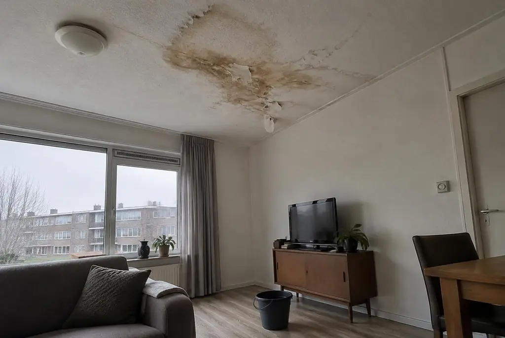 Lekdetectie Linschoten – vochtplek op het plafond onder een badkamer